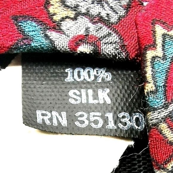 100% Silk Rene Patriotic Paisley Colorful Traditional Long Neck Tie - Picture 4 of 7